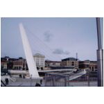 The side view of the Blinking Eye Bridge over the Tyne